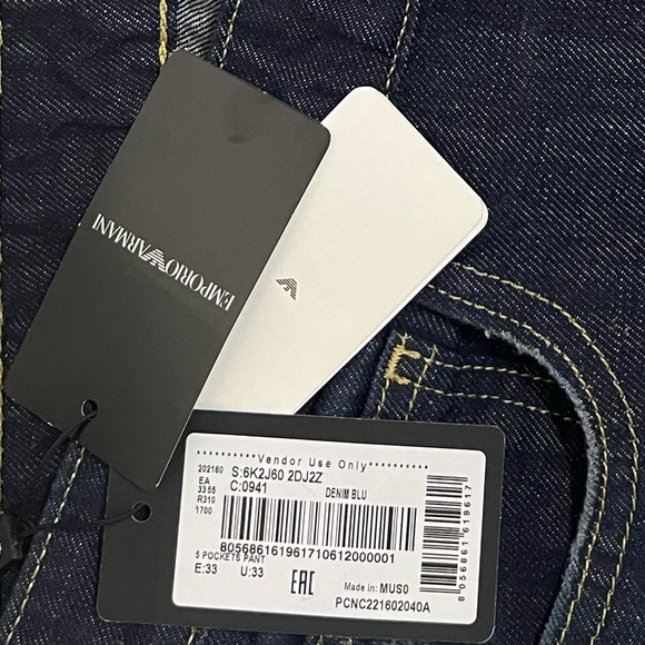 EMPORIO ARMANI NWT Denim Jeans 👖 Pants Size 33 - Picture 6 of 7